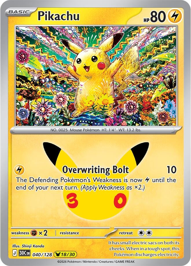 Image for Pikachu (Holofoil) (ME: 30th Celebration) (30C) - Pokemon