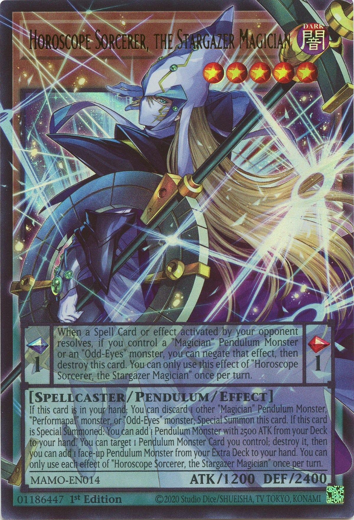 Image for Horoscope Sorcerer, the Stargazer Magician (Extended Art) (MAMO-EN014) (1st Edition) (Magnificent Monsters) (MAMO) - YuGiOh