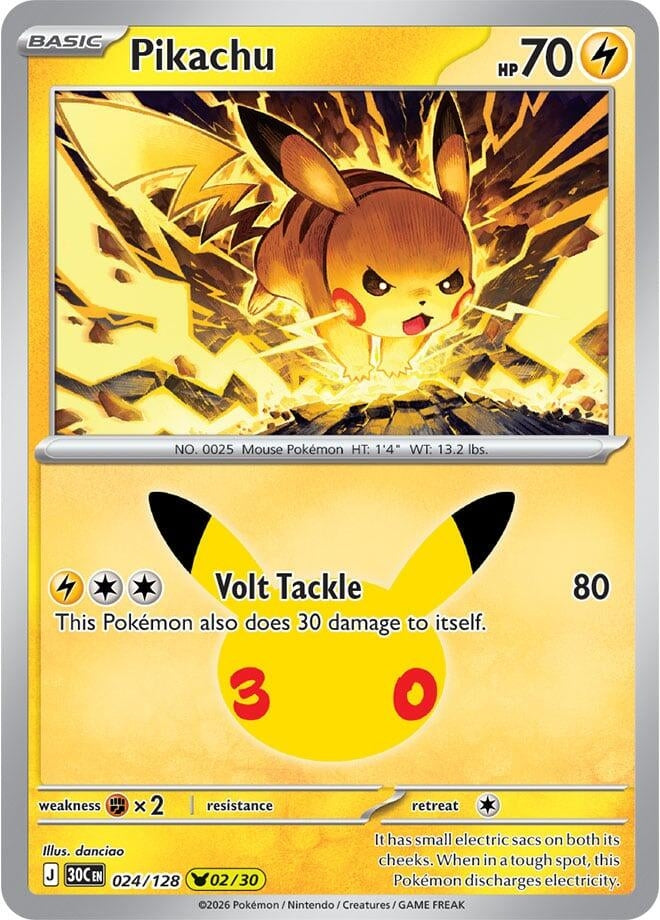 Pikachu (024/128) (Holofoil) (ME: 30th Celebration) (30C)