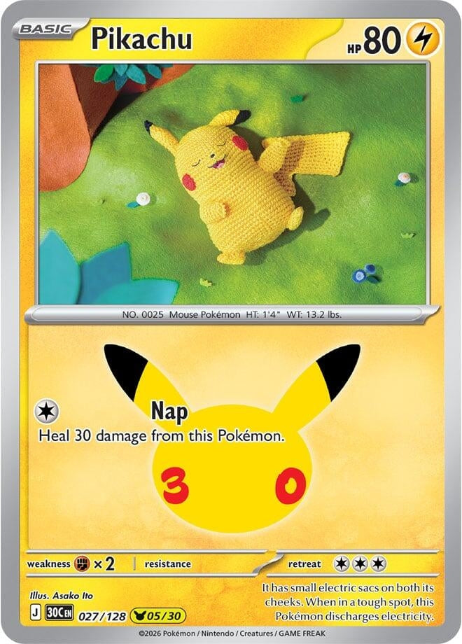 Pikachu (027/128) (Holofoil) (ME: 30th Celebration) (30C)