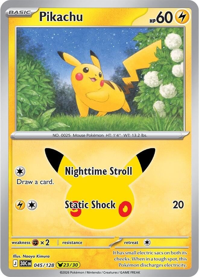 Pikachu (045/128) (Holofoil) (ME: 30th Celebration) (30C)