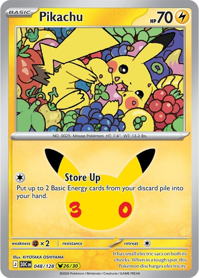 Image for Pikachu (048/128) (Holofoil) (ME: 30th Celebration) (30C) - Pokemon