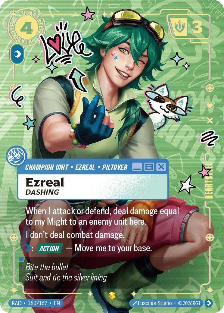 Image for Ezreal, Dashing (Heartsteel Overnumbered) (180/167) (Foil) (Radiance) (RAD) - Riftbound: League of Legends Trading Card Game