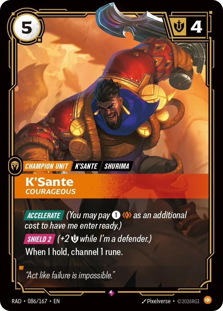 Image for K'Sante, Courageous (086/167) (Foil) (Radiance) (RAD) - Riftbound: League of Legends Trading Card Game