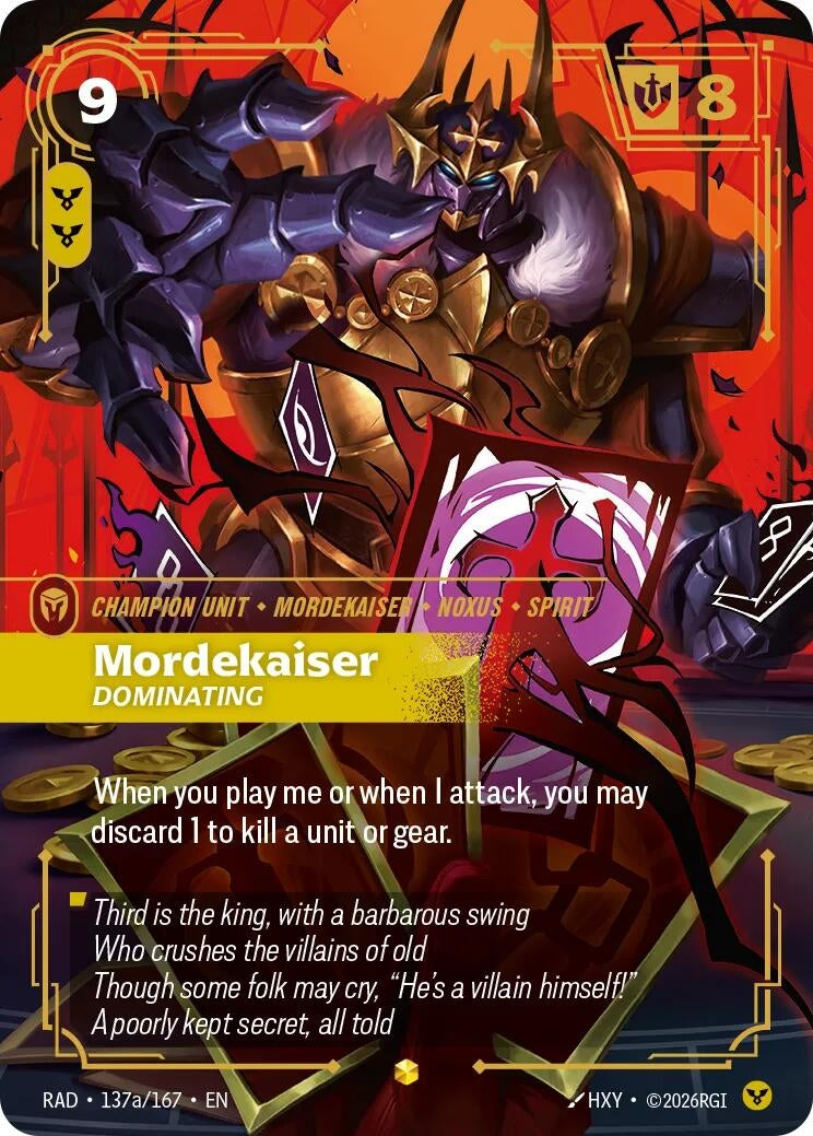 Image for Mordekaiser, Dominating (Alternate Art) (137a/167) (Foil) (Radiance) (RAD) - Riftbound: League of Legends Trading Card Game