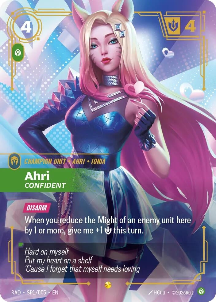 Image for Ahri, Confident (K/DA Special Art Card) (SP1/005) (Foil) (Radiance) (RAD) - Riftbound: League of Legends Trading Card Game