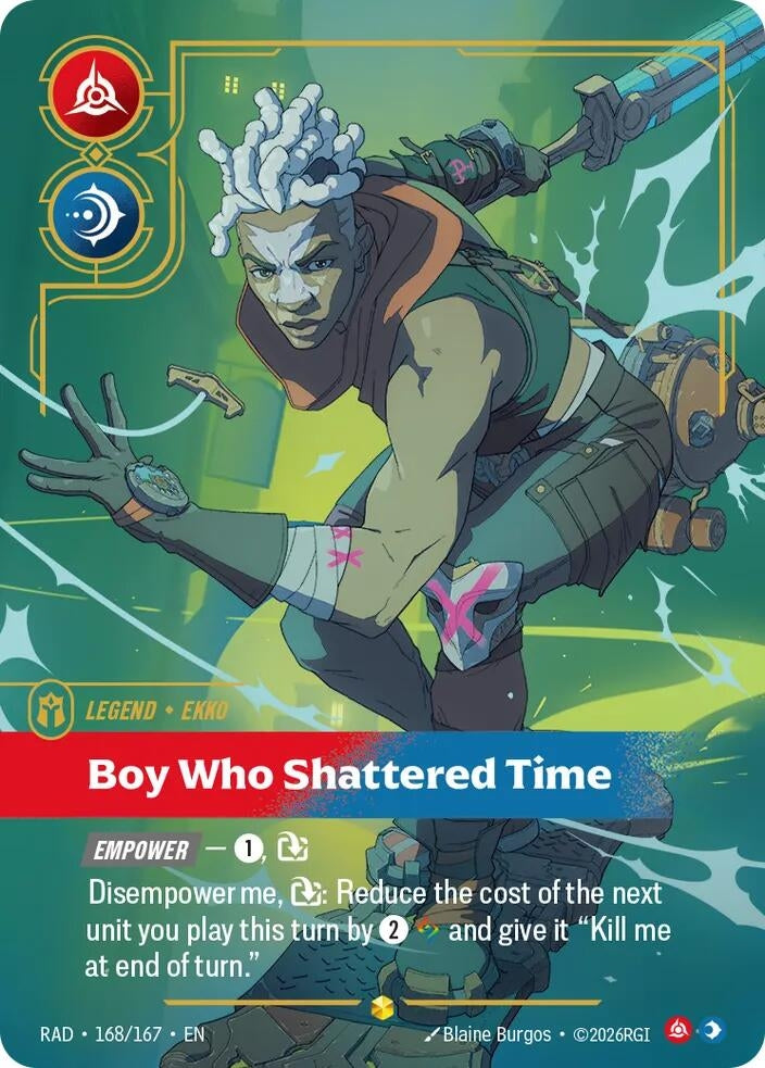 Image for Ekko, Boy Who Shattered Time (Overnumbered) (168/167) (Foil) (Radiance) (RAD) - Riftbound: League of Legends Trading Card Game