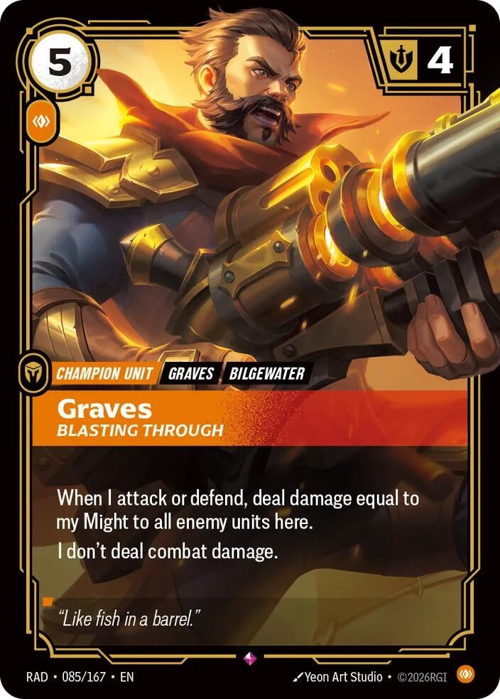 Image for Graves, Blasting Through (085/167) (Foil) (Radiance) (RAD) - Riftbound: League of Legends Trading Card Game