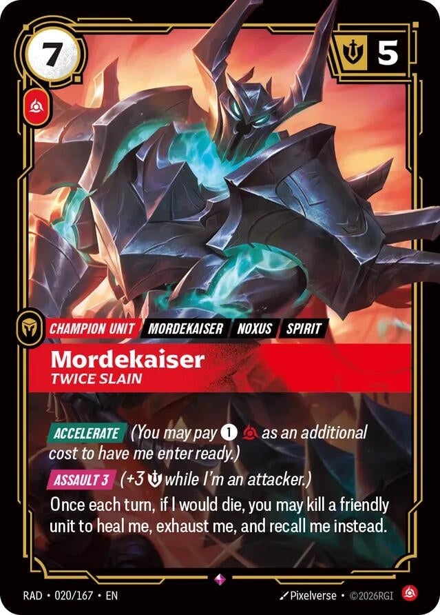 Image for Mordekaiser, Twice Slain (020/167) (Foil) (Radiance) (RAD) - Riftbound: League of Legends Trading Card Game