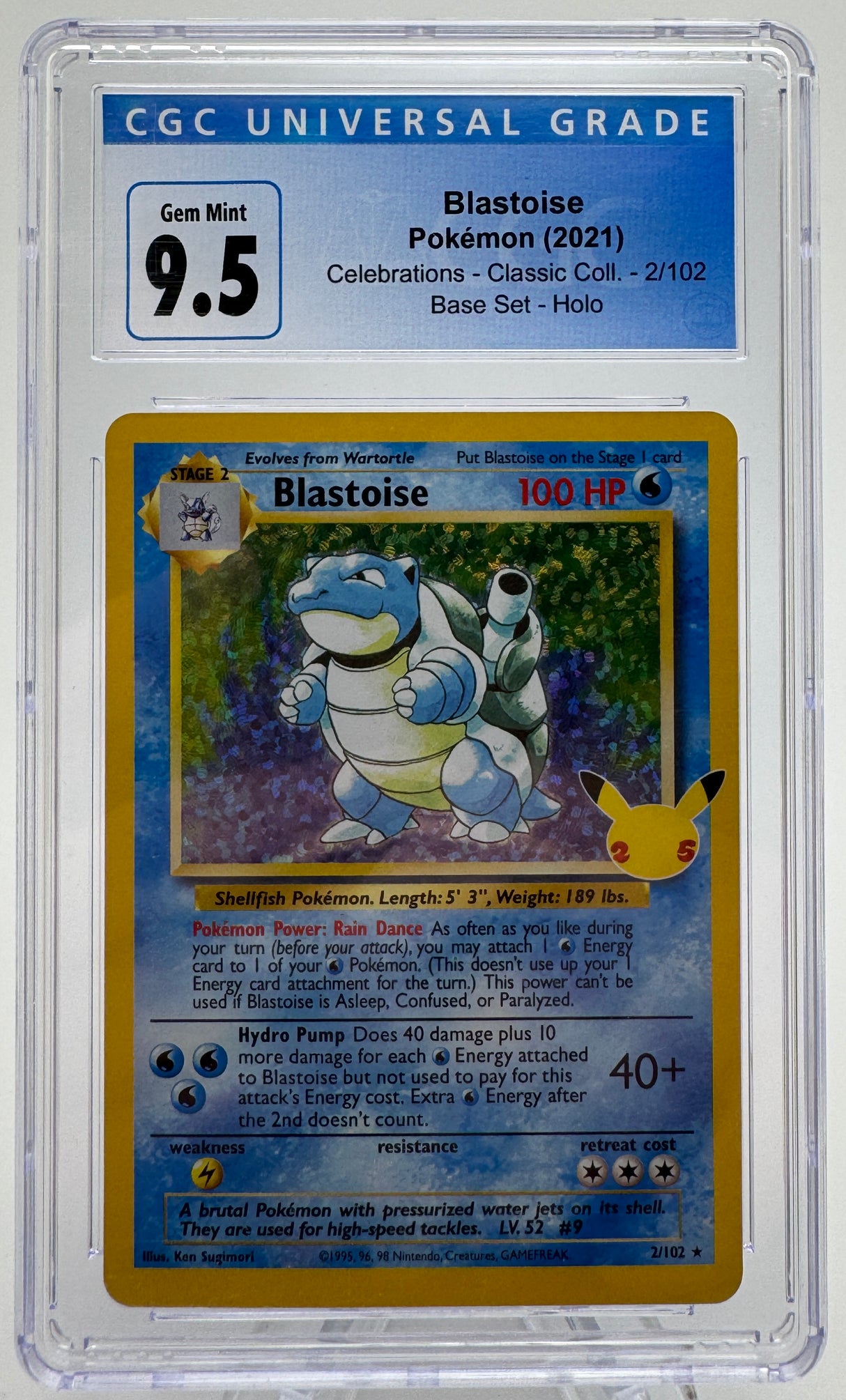 BLASTOISE Base Set - Holo 2021 Celebrations Classic Collection CGC 9.5