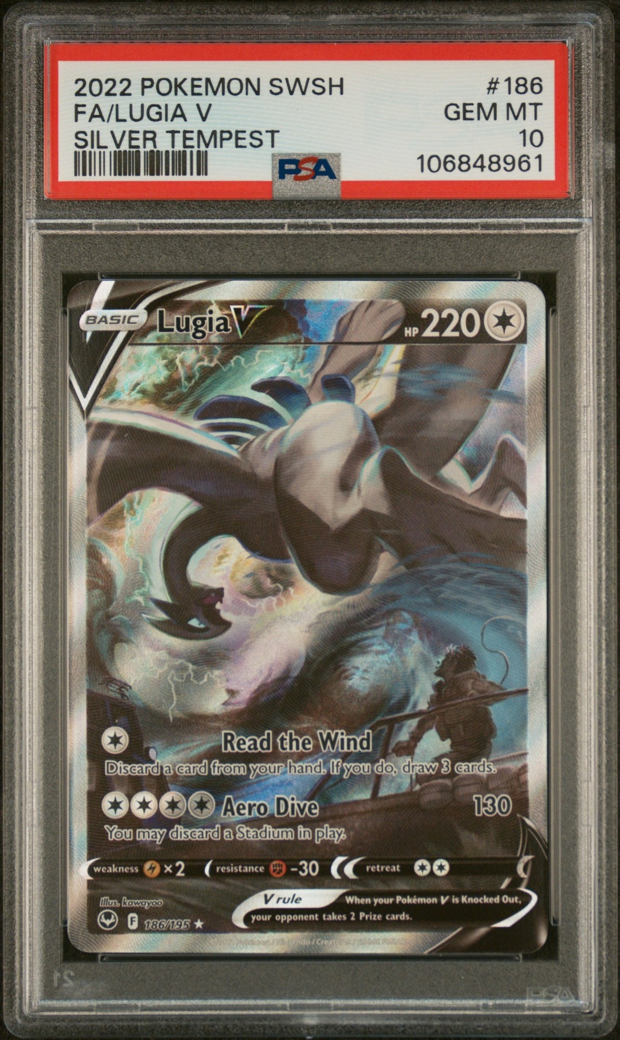 2022 POKEMON SWORD & SHIELD SILVER TEMPEST #186 FULL ART/LUGIA V PSA 10