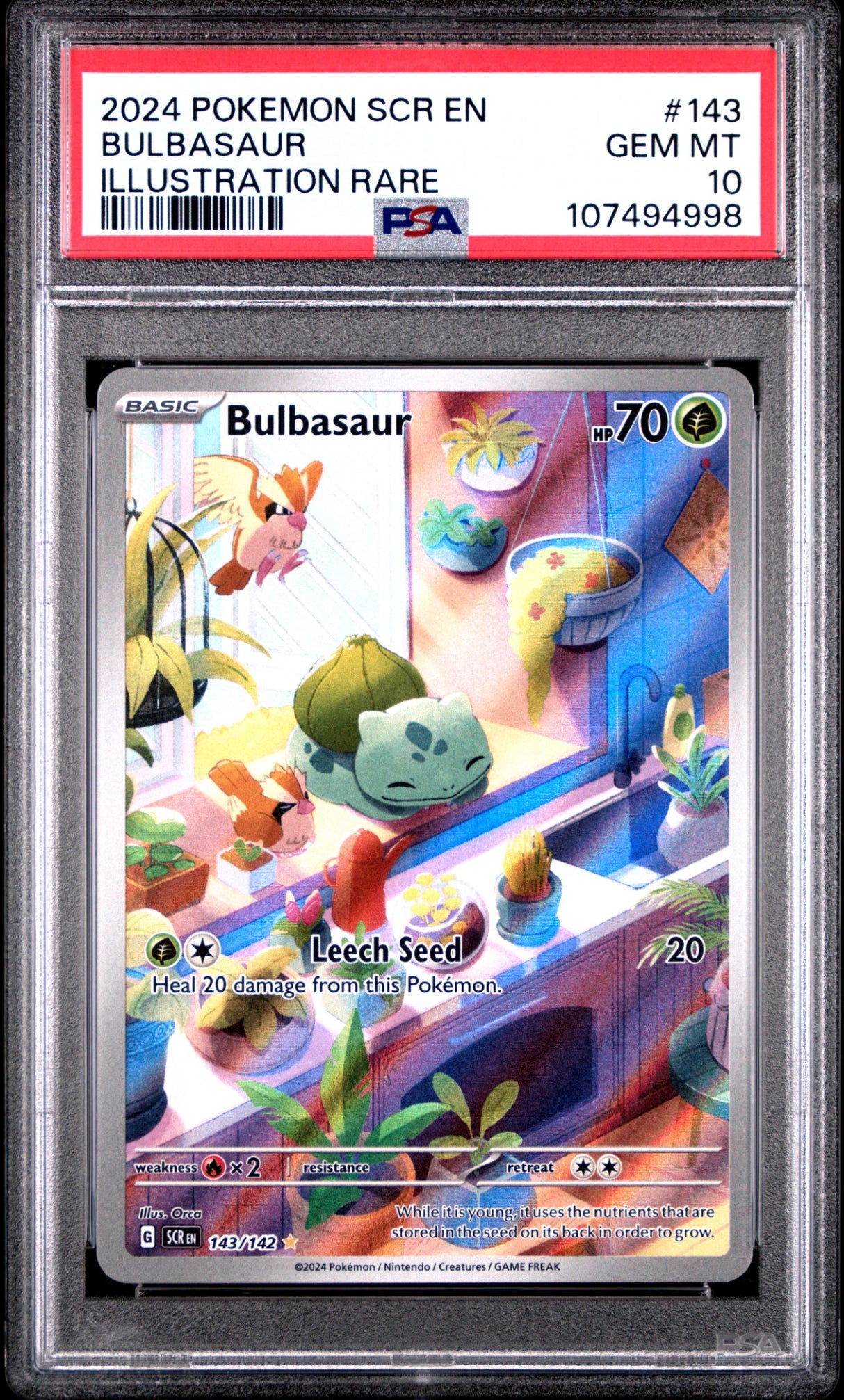 2024 POKEMON SCR EN-STELLAR CROWN #143 BULBASAUR ILLUSTRATION RARE PSA 10