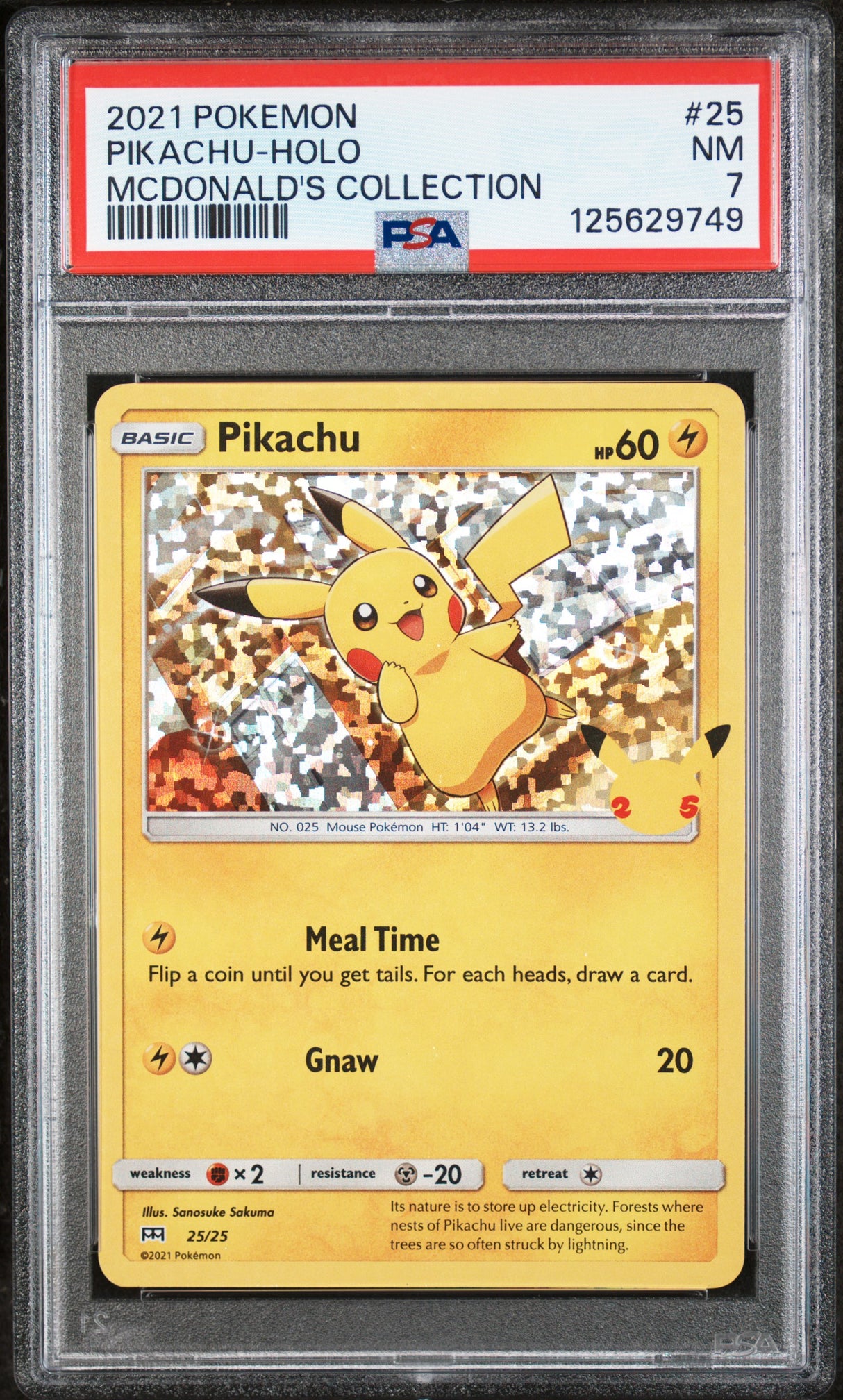 2021 POKEMON MCDONALD'S COLLECTION #25 PIKACHU-HOLO PSA 7