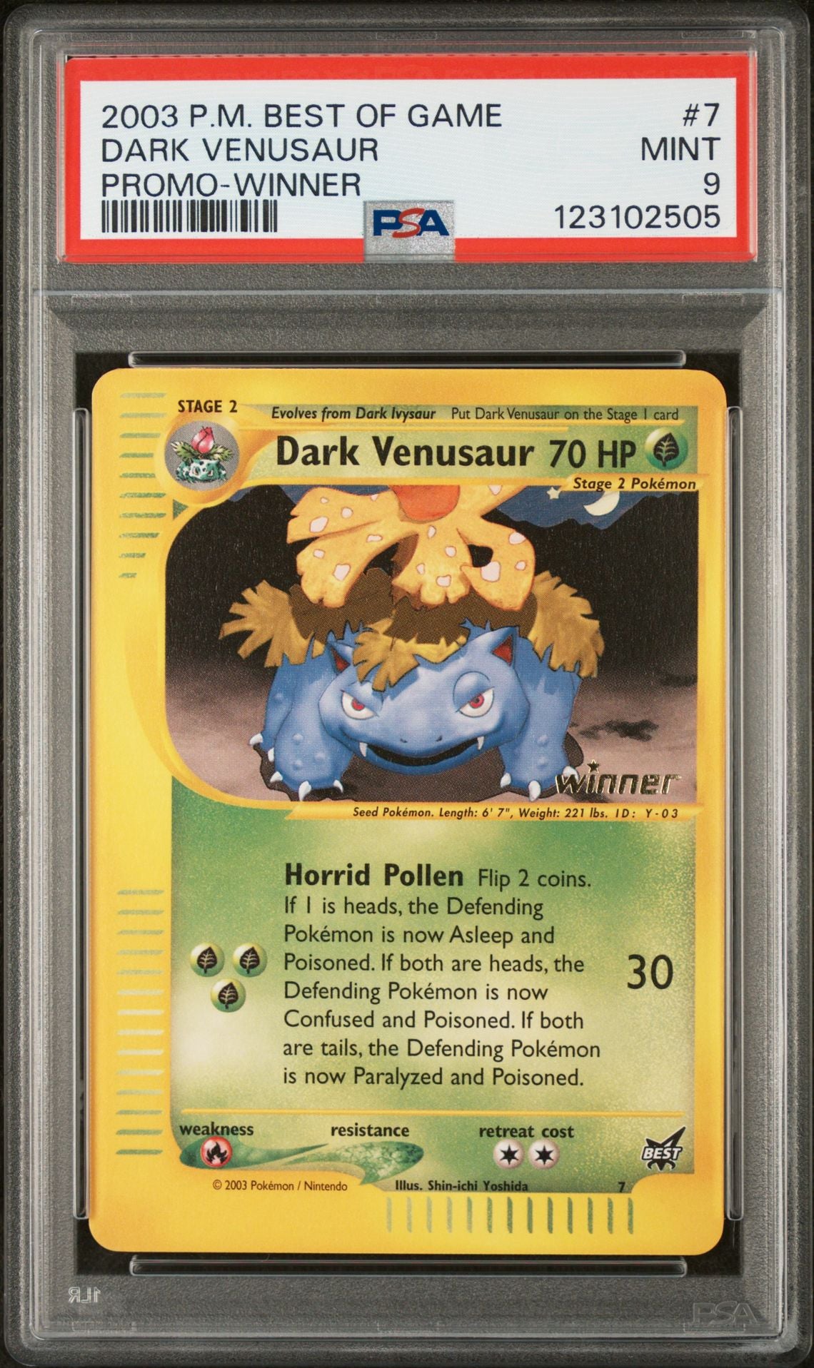 DARK VENUSAUR PROMO-WINNER 2003 POKEMON BEST OF GAME PROMO PSA MINT 9