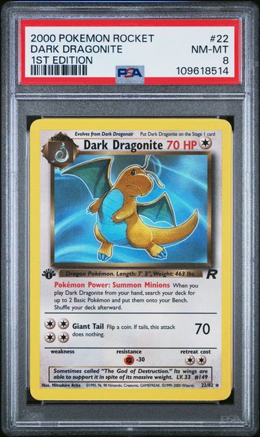 DARK DRAGONITE 1ST EDITION 2000 ROCKET PSA 8