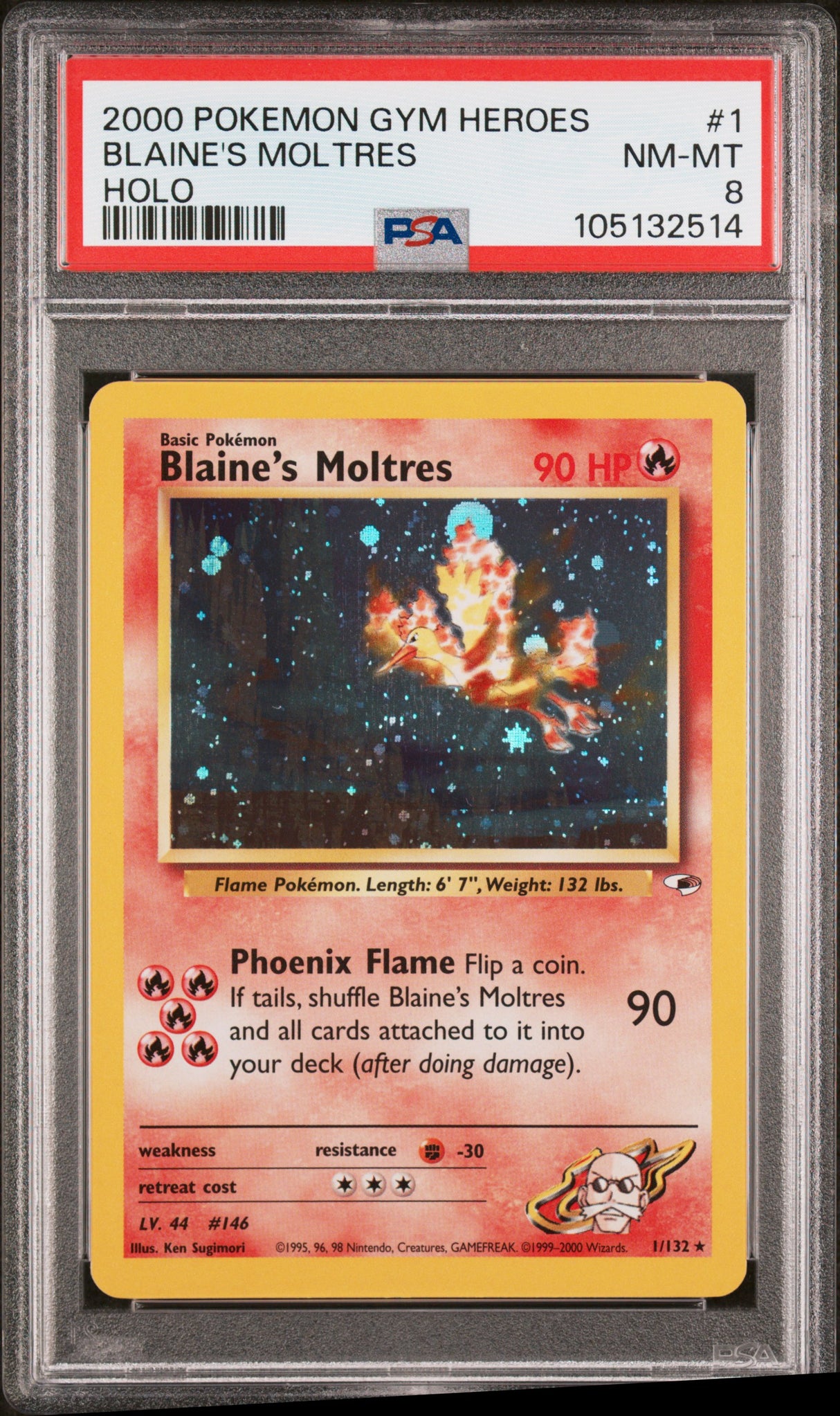 BLAINE'S MOLTRES HOLO 2000 POKEMON GYM HEROES PSA NM-MT 8