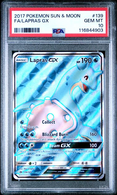 FA/LAPRAS GX 2017 POKEMON SUN & MOON PSA GEM MT 10