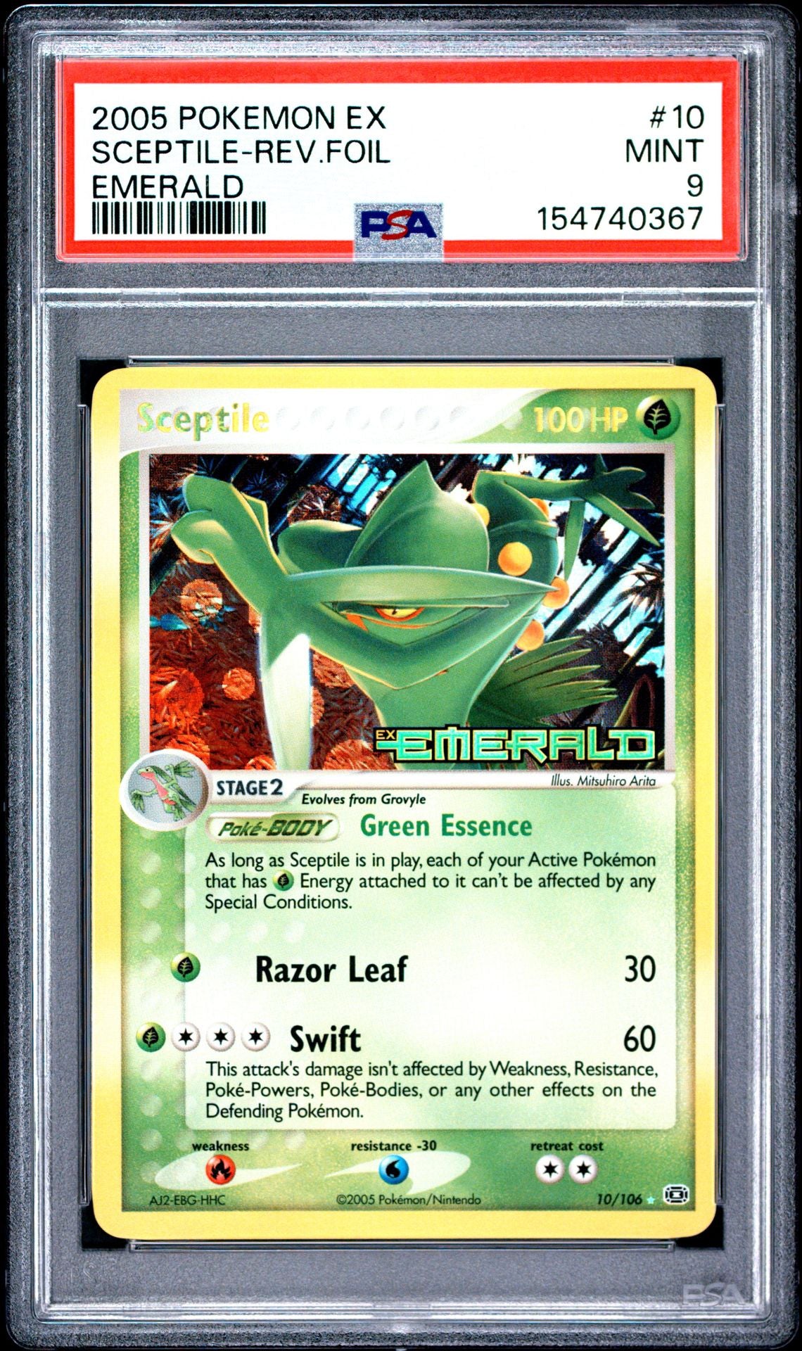 SCEPTILE-REV.FOIL EMERALD 2005 POKEMON EX EMERALD PSA MINT 9