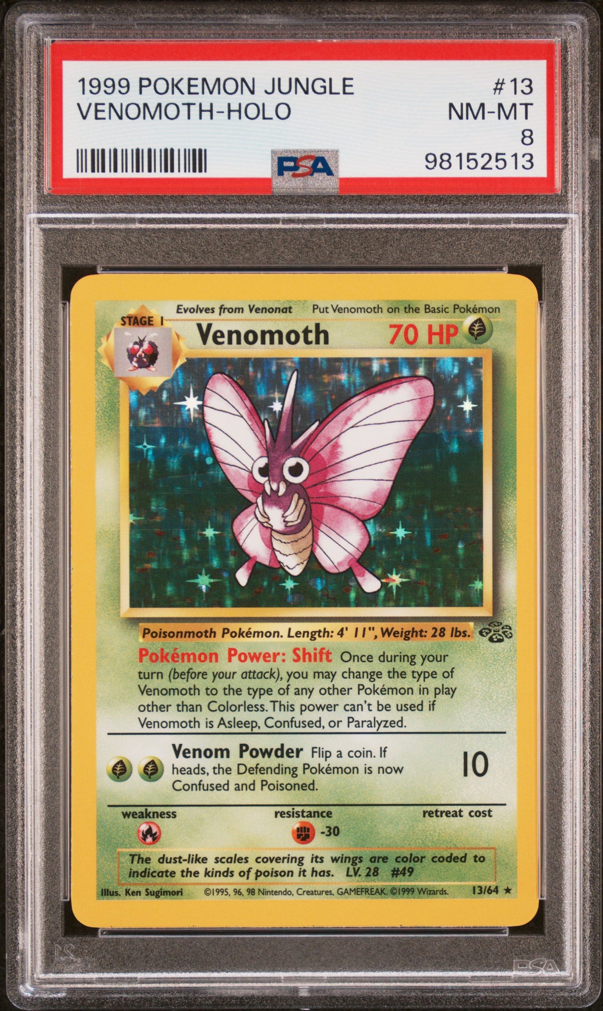 VENOMOTH-HOLO 1999 POKEMON JUNGLE PSA NM-MT 8