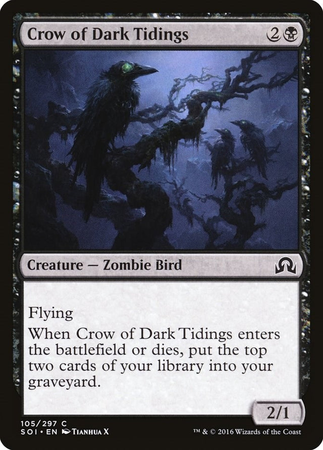 Image for Crow of Dark Tidings (105) (Shadows over Innistrad) (SOI) - Magic: The Gathering