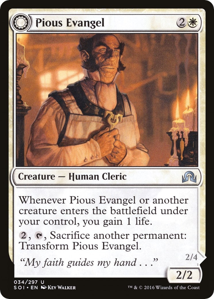Image for Pious Evangel (34) (Foil) (Shadows over Innistrad) (SOI) - Magic: The Gathering