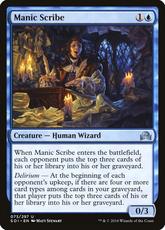 Image for Manic Scribe (73) (Foil) (Shadows over Innistrad) (SOI) - Magic: The Gathering