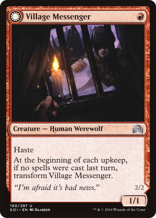 Image for Village Messenger (190) (Shadows over Innistrad) (SOI) - Magic: The Gathering