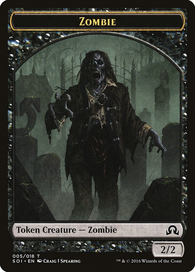 Image for Zombie Token (5) (Shadows over Innistrad) (SOI) - Magic: The Gathering