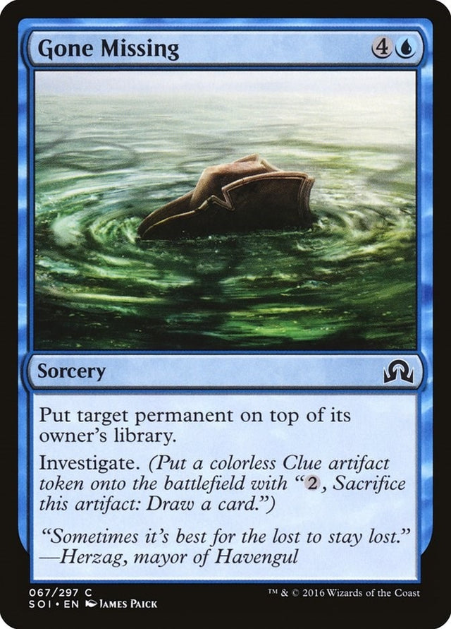 Image for Gone Missing (67) (Shadows over Innistrad) (SOI) - Magic: The Gathering