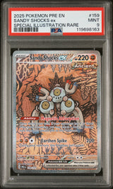 2025 POKEMON PRE EN-PRISMATIC EVOLUTIONS #159 SANDY SHOCKS EX SPECIAL ILLUSTRATION RARE PSA MINT 9