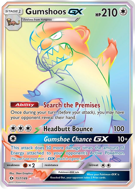 Image for Gumshoos GX (Secret) (157/149) (SM Base Set) - Pokemon