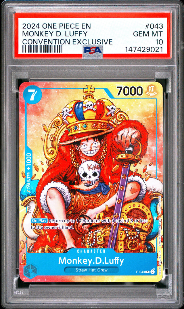 2024 ONE PIECE PROMOS #043 MONKEY D. LUFFY CONVENTION EXCLUSIVE PSA GEM MT 10