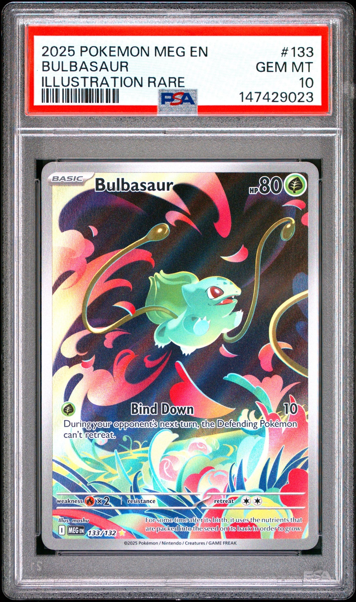 2025 POKEMON MEG EN-MEGA EVOLUTION #133 BULBASAUR ILLUSTRATION RARE PSA GEM MT 10