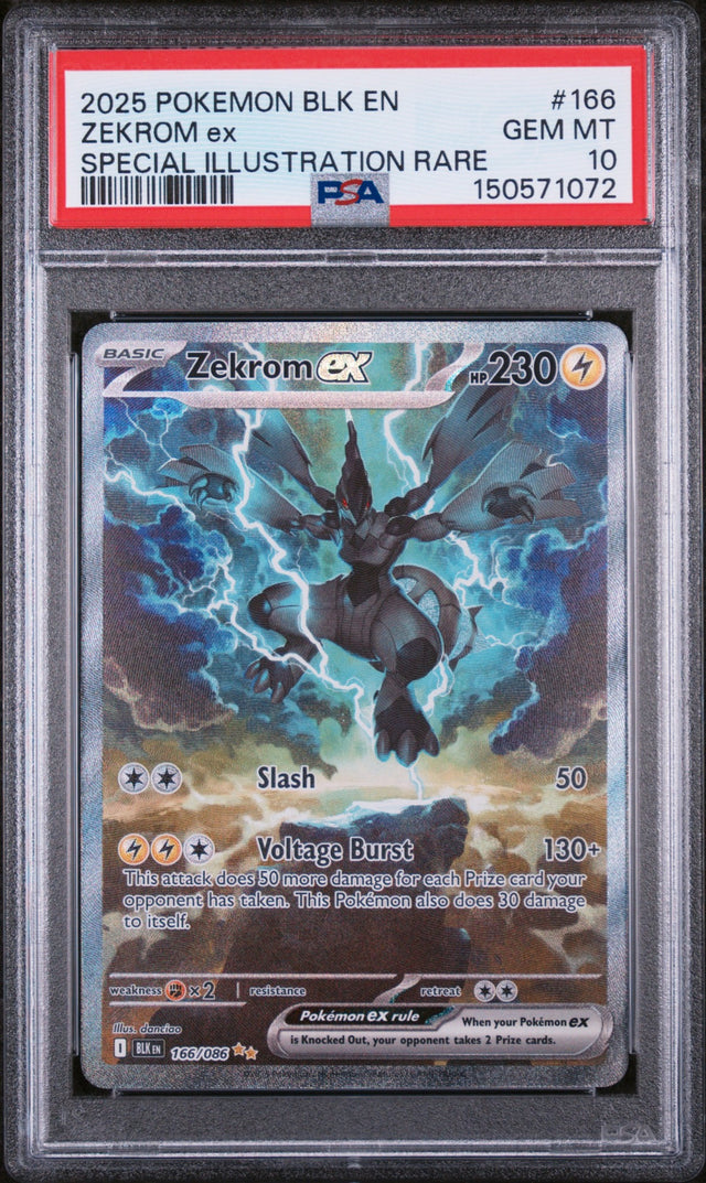2025 POKEMON BLK EN-BLACK BOLT #166 ZEKROM EX SPECIAL ILLUSTRATION RARE PSA GEM MT 10