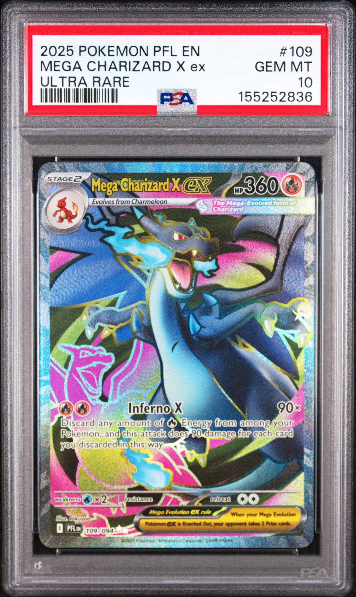 MEGA CHARIZARD X ex ULTRA RARE 2025 PHANTASMAL FLAMES PSA 10