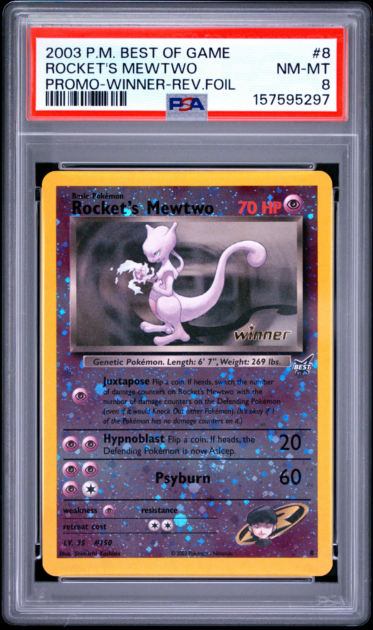ROCKET'S MEWTWO PROMO-WINNER-REV.FOIL 2003 POKEMON BEST OF GAME PROMO psacard.com/cert NM-MT 8
