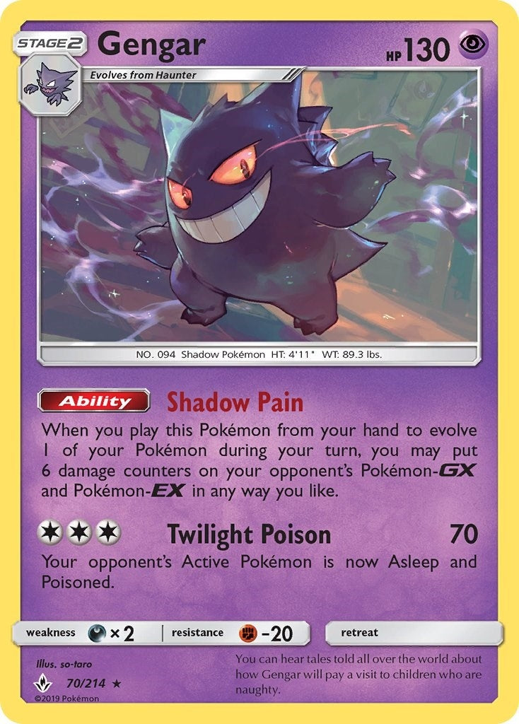 Image for Gengar (70/214) (SM - Unbroken Bonds) - Pokemon