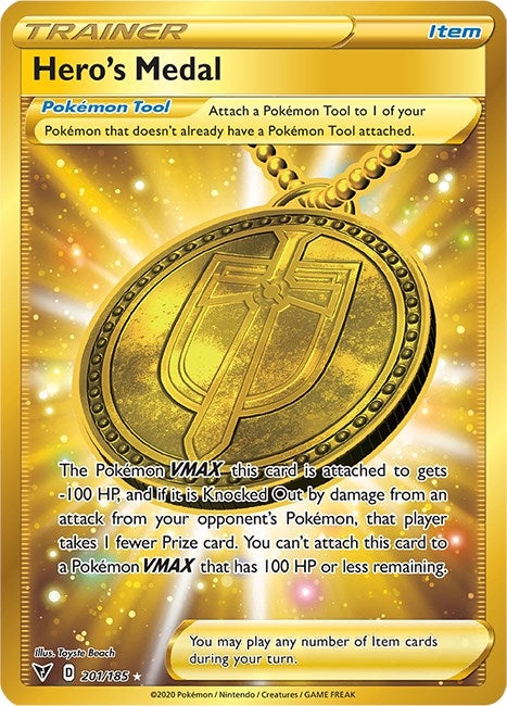 Image for Hero's Medal (Secret) (201/185) (SWSH04: Vivid Voltage) - Pokemon