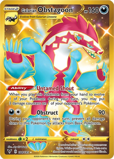 Image for Galarian Obstagoon (Secret) (198/185) (SWSH04: Vivid Voltage) - Pokemon