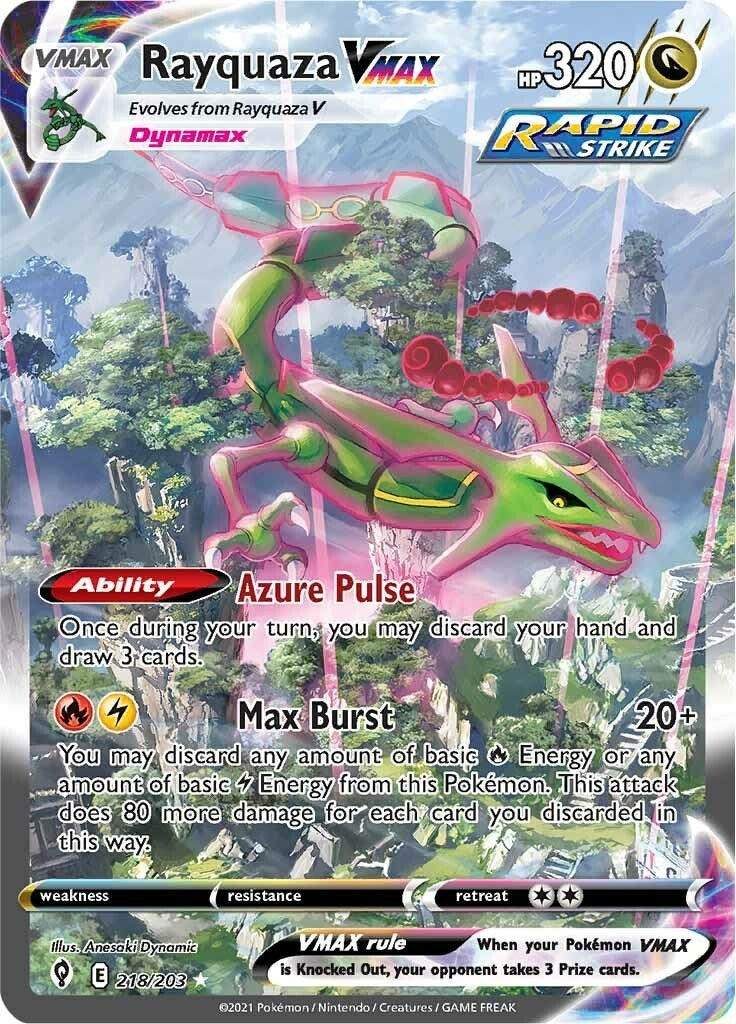 pokemon card alternate art Rayquaza VMAX (Alternate Secret) (218/203) (SWSH07: Evolving Skies – Grandad's Cards Type:CGC Hand Painted Altered Art Pokemon binder Mew XY Evolutions Set
