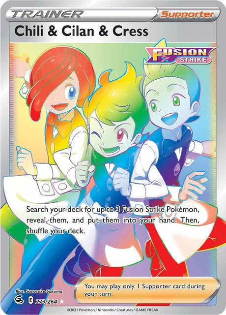 Image for Chili & Cilan & Cress (Secret) (273/264) (SWSH08: Fusion Strike) - Pokemon