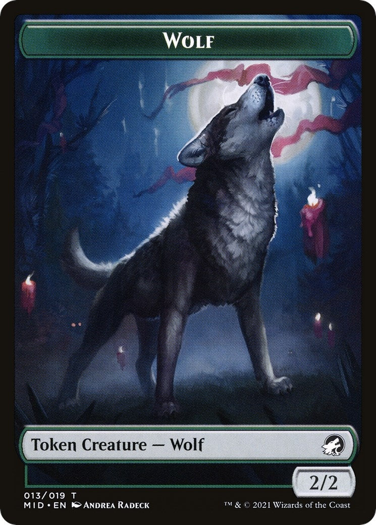 Image for Wolf (013) // Treasure (015) Double-Sided Token (Challenger 2022) (13 // 15) (Unique and Miscellaneous Promos) (UMP) - Magic: The Gathering