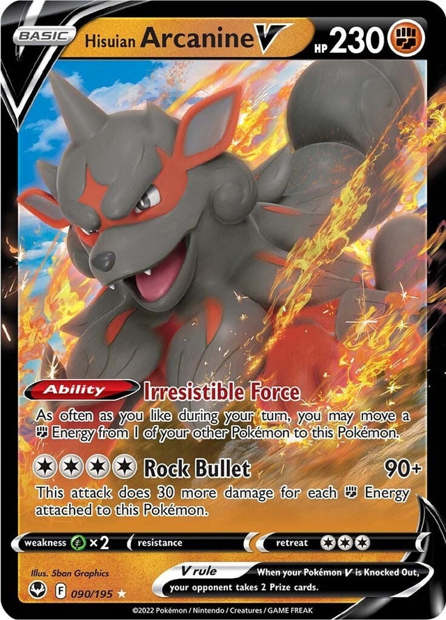 Image for Hisuian Arcanine V (090/195) (SWSH12: Silver Tempest) - Pokemon