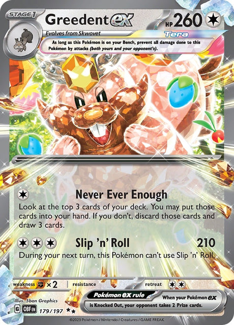 Image for Greedent ex (179/197) (SV03: Obsidian Flames) - Pokemon