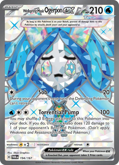 Image for Wellspring Mask Ogerpon ex (194/167) (TWM) - Pokemon