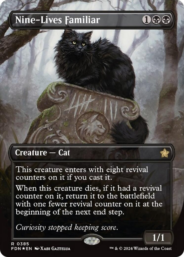 Image for Nine-Lives Familiar (Borderless) (Mana Foil) (385) (Foil) (Foundations) - Magic: The Gathering