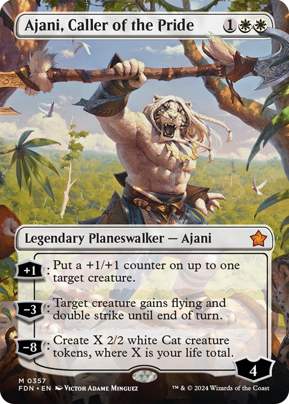 Image for Ajani, Caller of the Pride (Borderless) (357) (Foil) (Foundations) - Magic: The Gathering