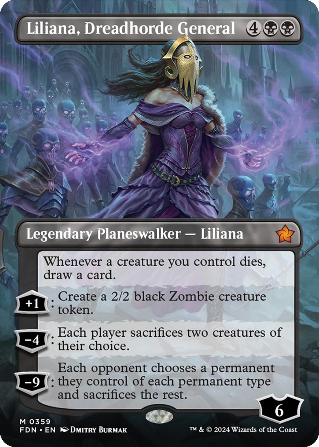 Image for Liliana, Dreadhorde General (Borderless) (359) (Foil) (Foundations) - Magic: The Gathering