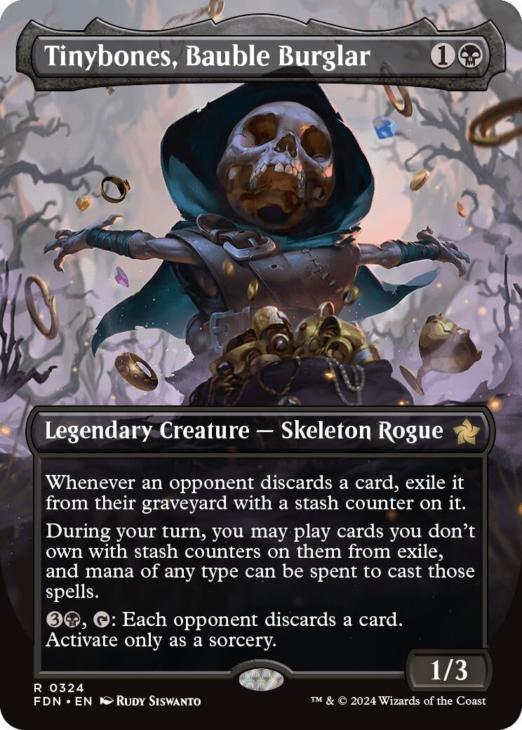 Image for Tinybones, Bauble Burglar (Borderless) (324) (Foil) (Foundations) - Magic: The Gathering