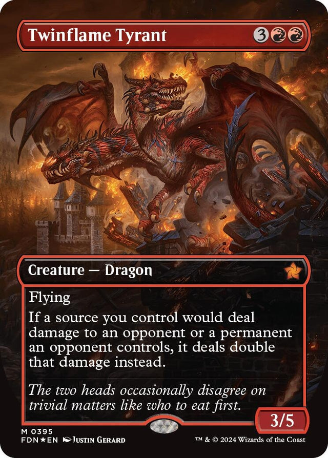 Image for Twinflame Tyrant (Borderless) (Mana Foil) (395) (Foil) (Foundations) - Magic: The Gathering
